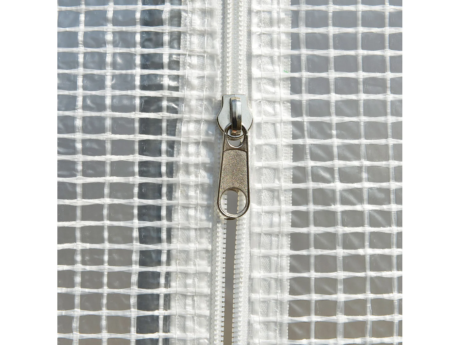 Serre tunnel avec fenêtres roulables, protection UV et vent, structure en acier, blanche (295x200x200 cm)