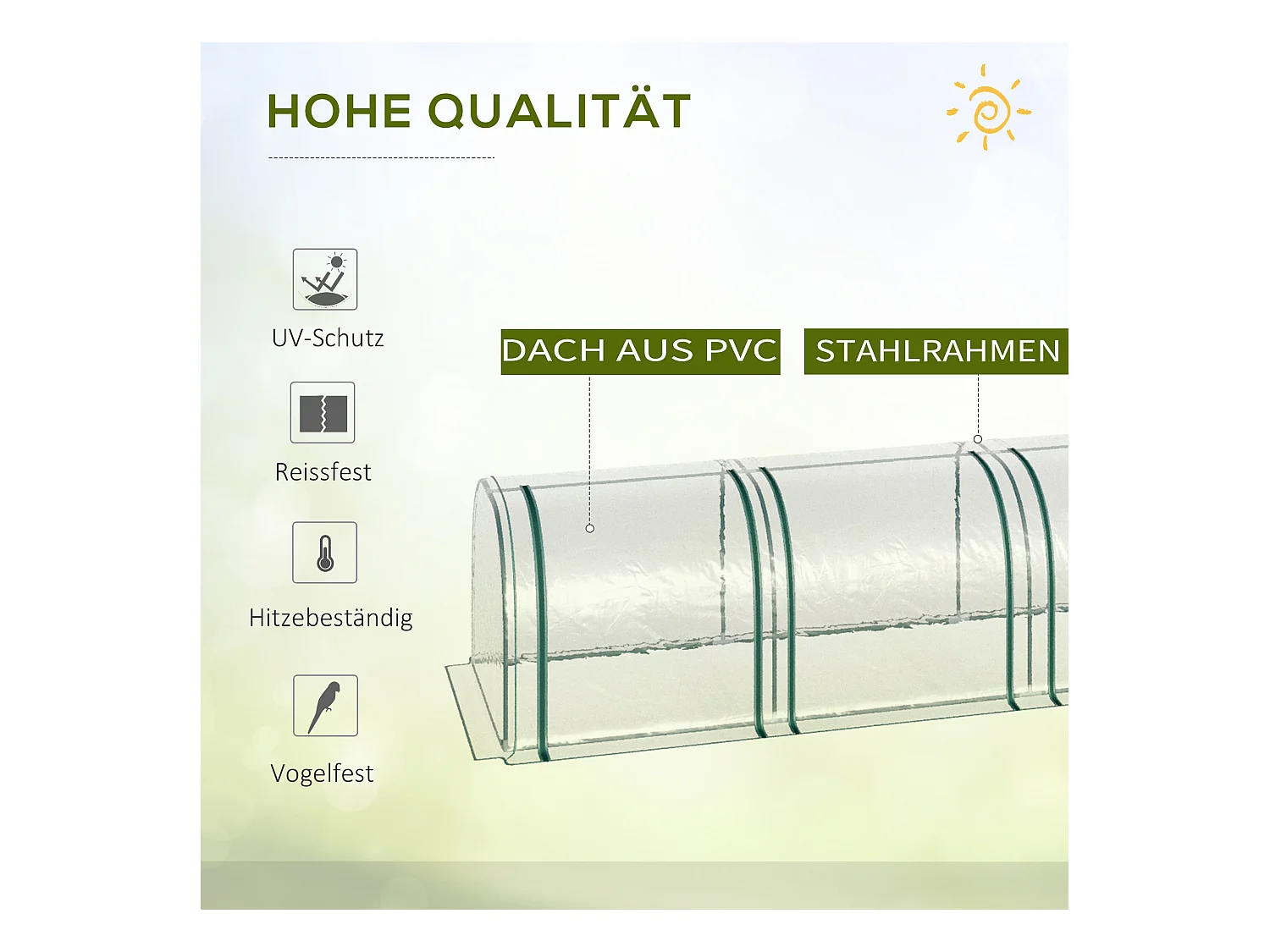 Serre de jardin tunnel, avec porte, PVC transparent, acier (295x100x80 cm)