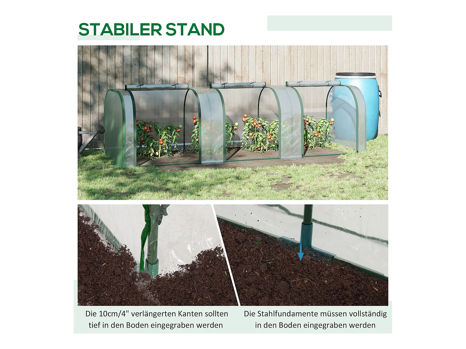 Serre de jardin tunnel, avec porte, PVC transparent, acier (295x100x80 cm)