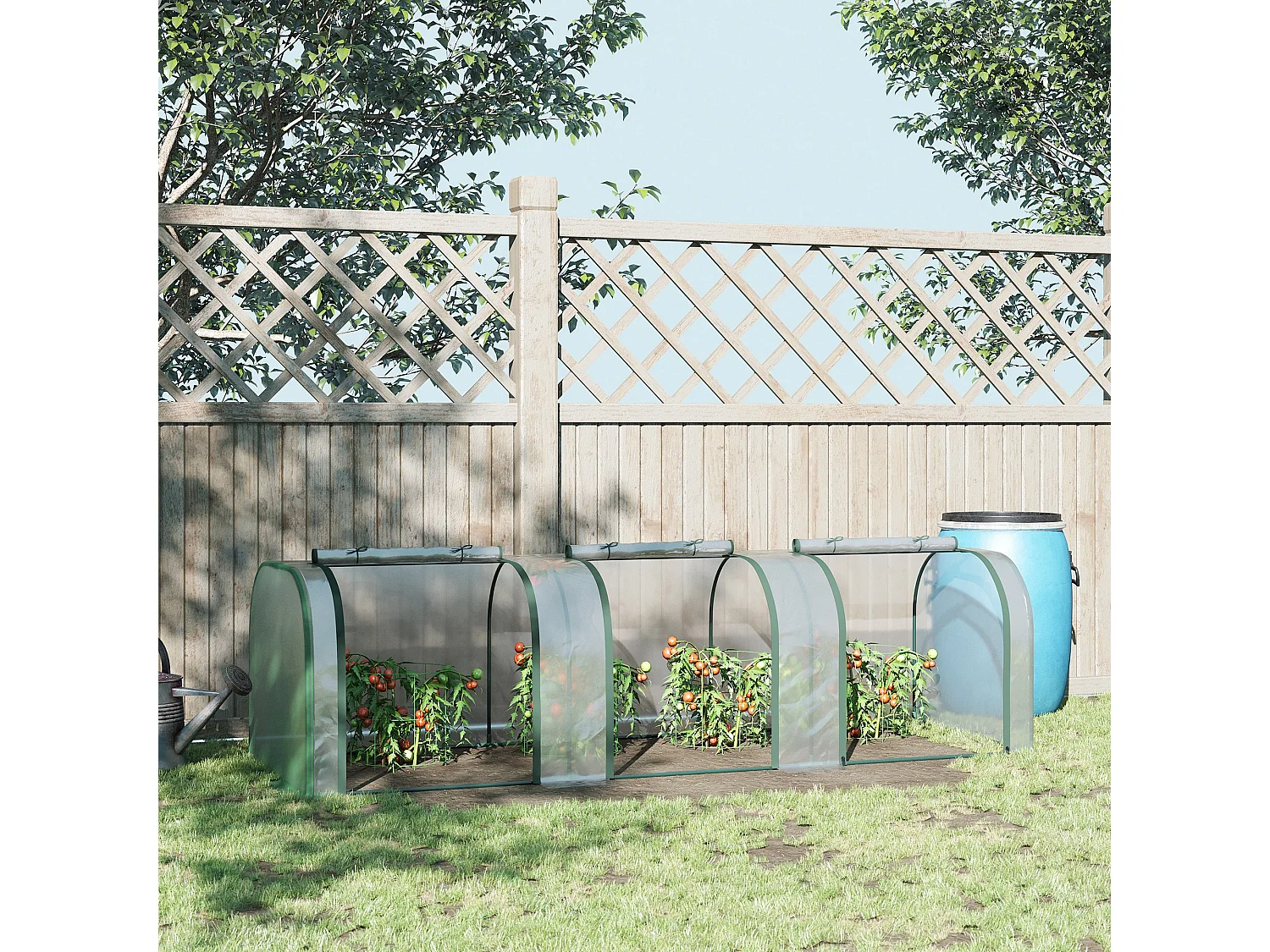 Serre de jardin tunnel, avec porte, PVC transparent, acier (295x100x80 cm)