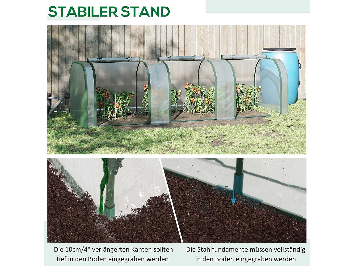 Serre de jardin tunnel, avec porte, PVC transparent, acier (295x100x80 cm)