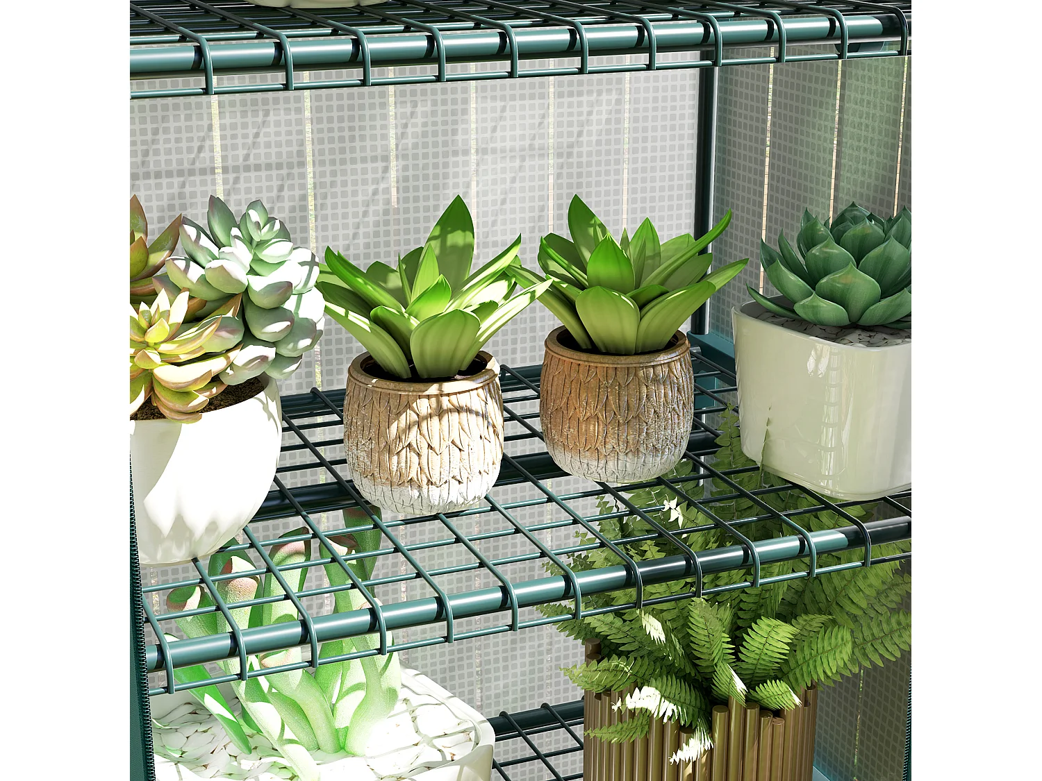 Serre de jardin avec fenêtres roulables, étagères, en acier, pour tomates et plantes, blanche (69x50x165 cm)