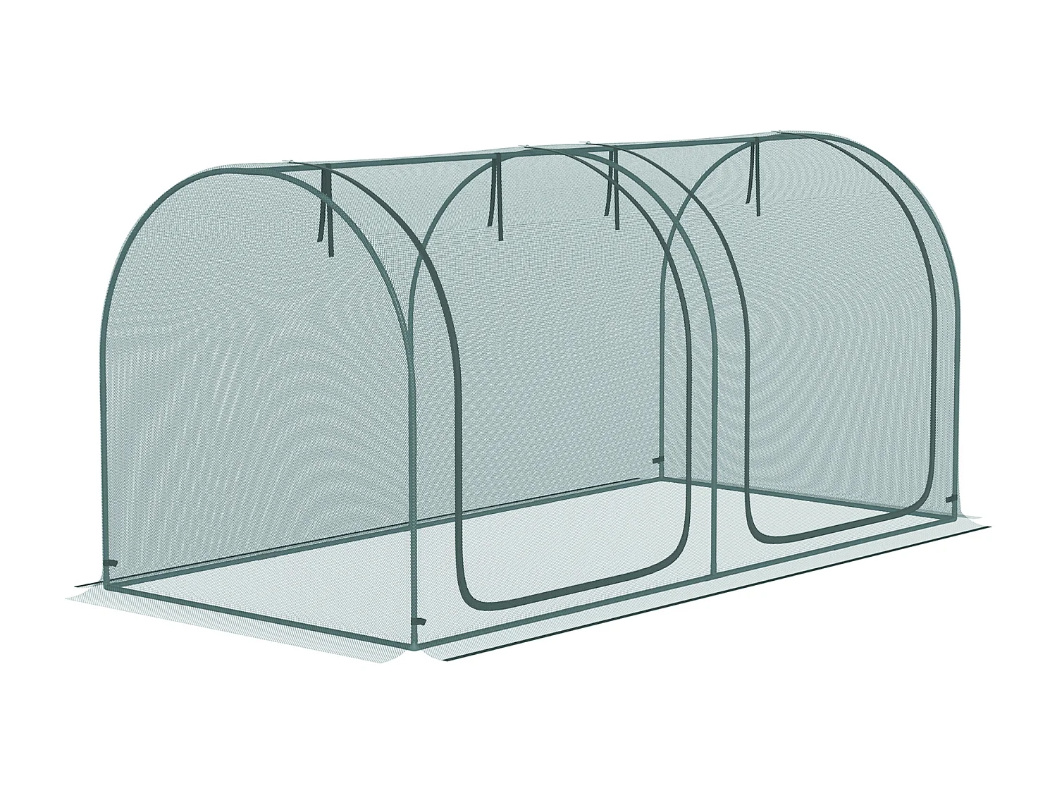 Mini-tuinkas 2,49x1,2m, insectenwering, staal en HDPE, donkergroen (249x120x120 cm)