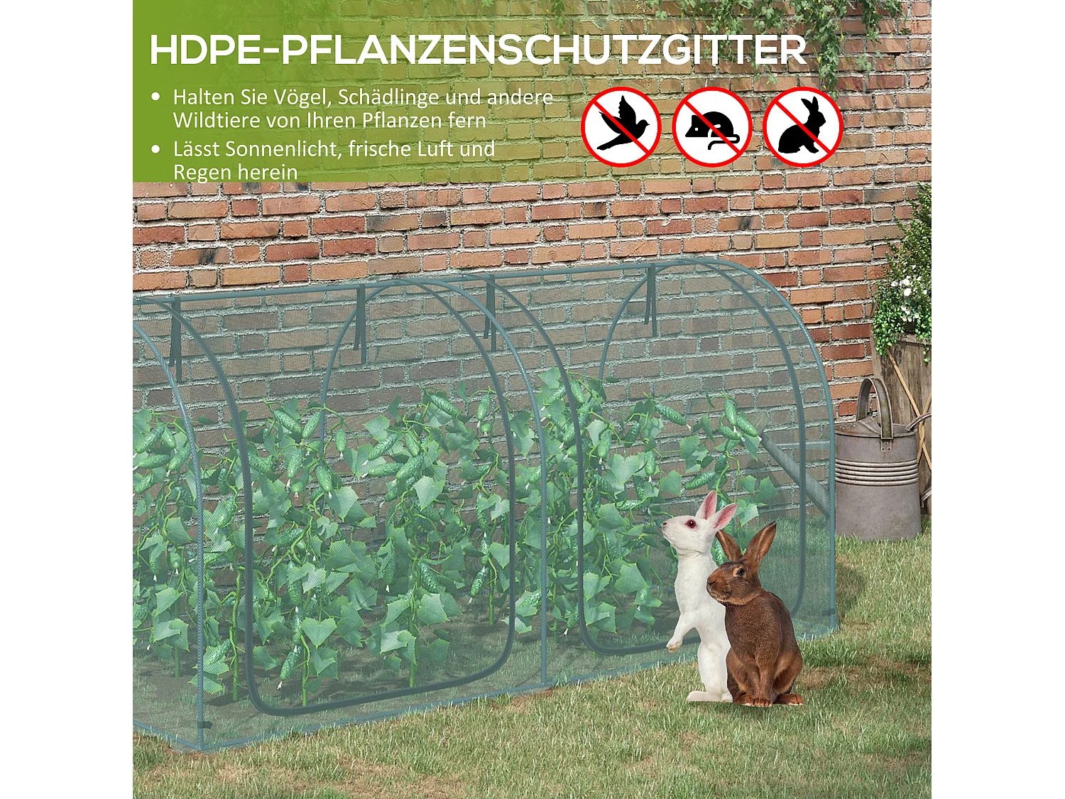 Mini-tuinkas 2,49x1,2m, insectenwering, staal en HDPE, donkergroen (249x120x120 cm)