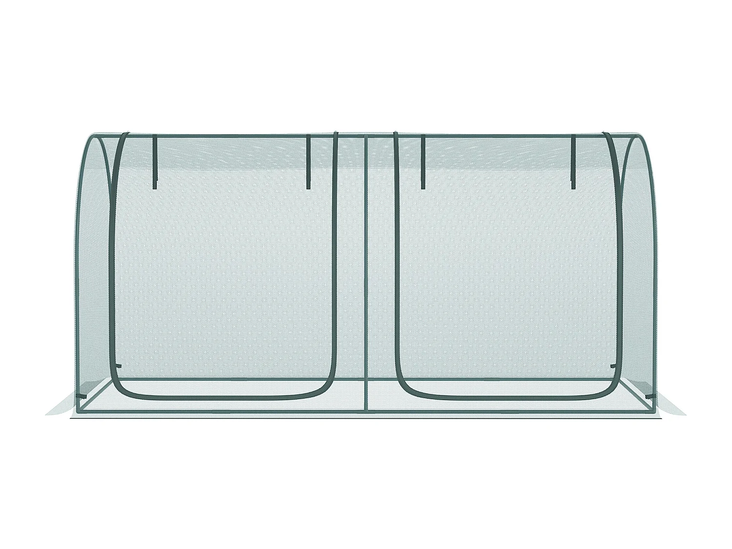 Mini-tuinkas 2,49x1,2m, insectenwering, staal en HDPE, donkergroen (249x120x120 cm)