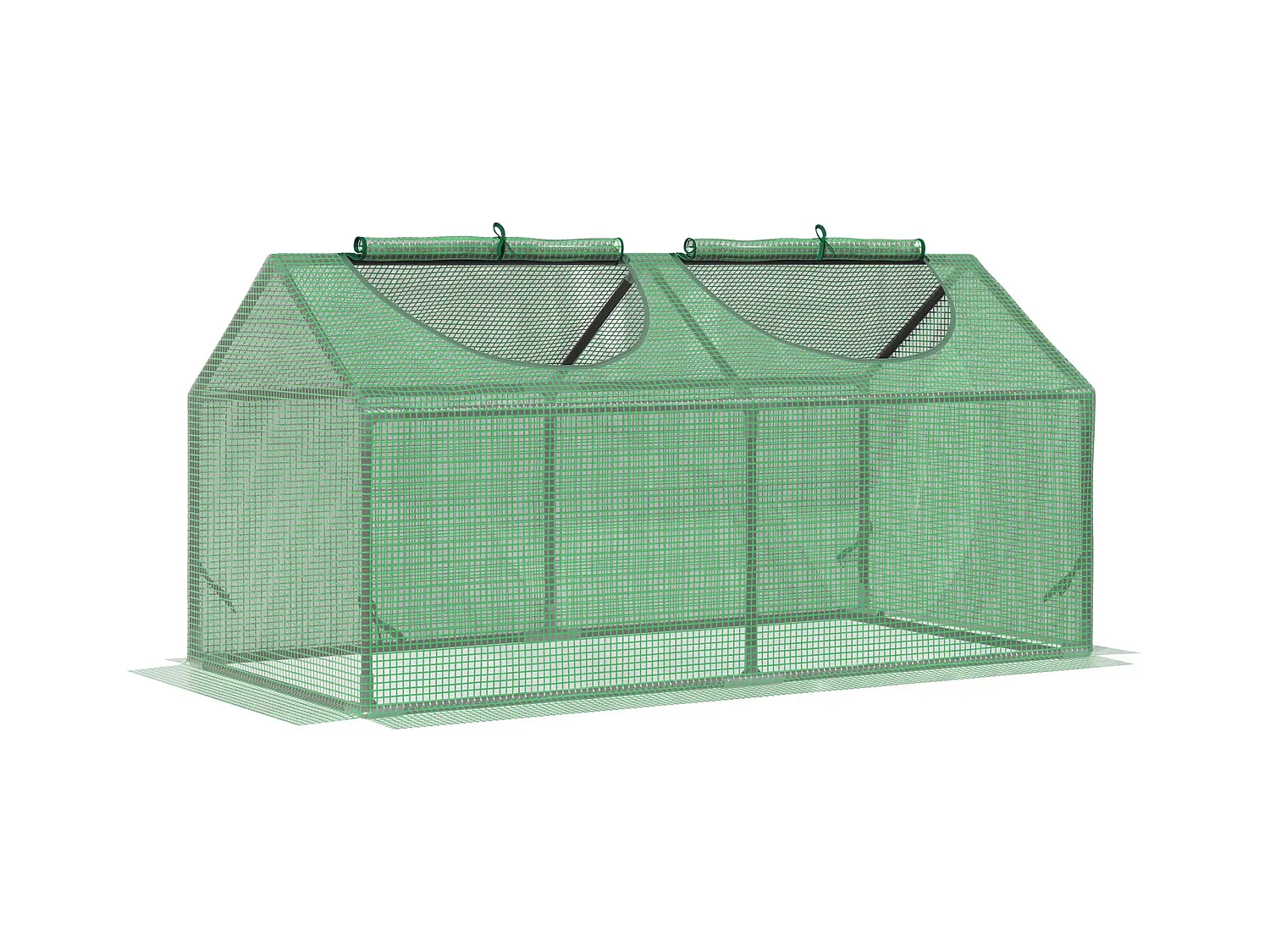 Serre de jardin mini, avec fenêtres roulables, en PE, pour tomates et plantes, verte (120x60x60 cm)