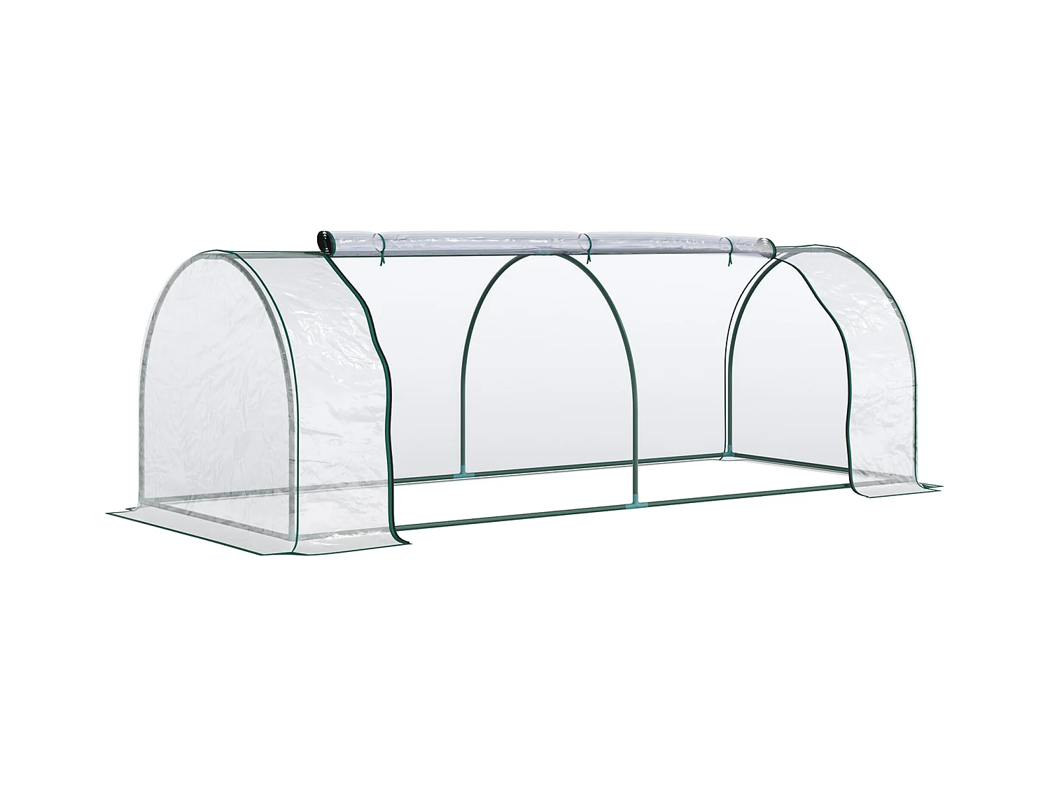 Serre de jardin avec porte, cadre acier, PVC transparent, léger (250x100x80cm)
