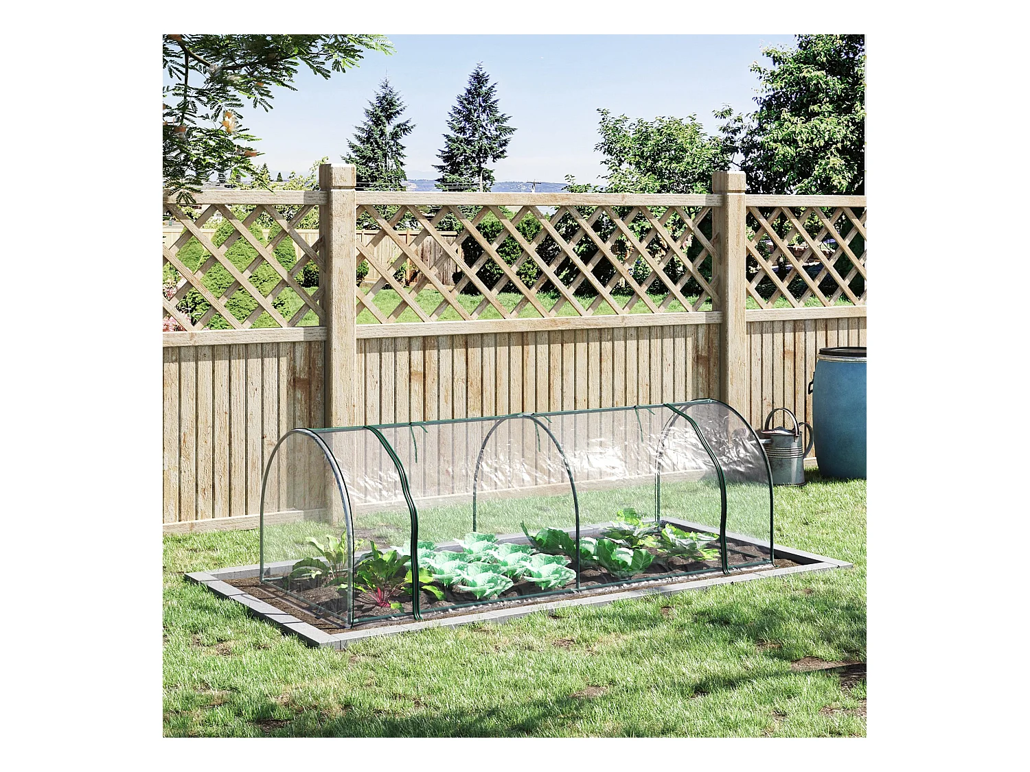 Serre de jardin avec porte, cadre acier, PVC transparent, léger (250x100x80cm)