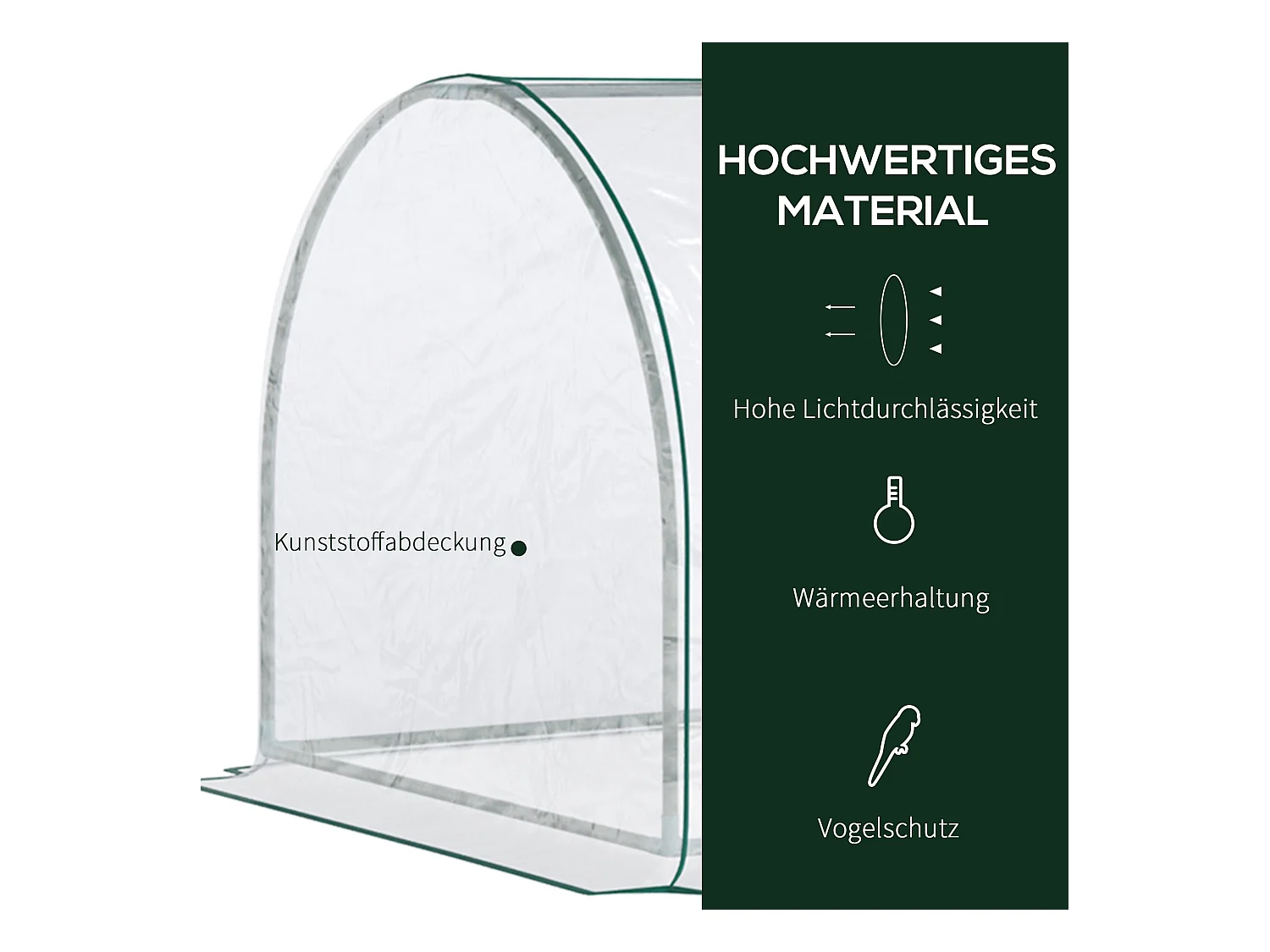 Serre de jardin avec porte, cadre acier, PVC transparent, léger (250x100x80cm)