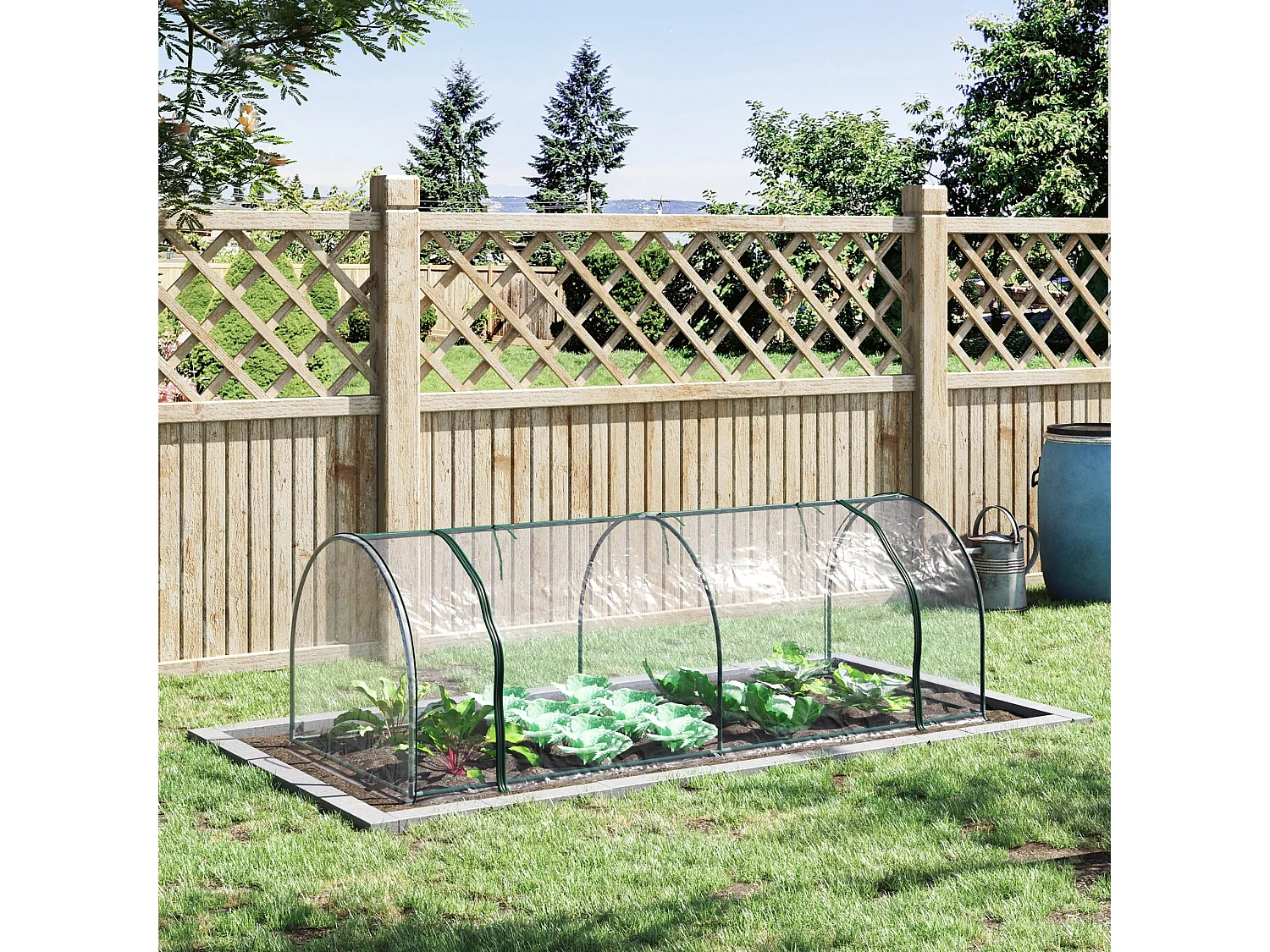 Tuinkas met deur, stalen frame, transparant PVC, lichtgewicht (250x100x80cm)