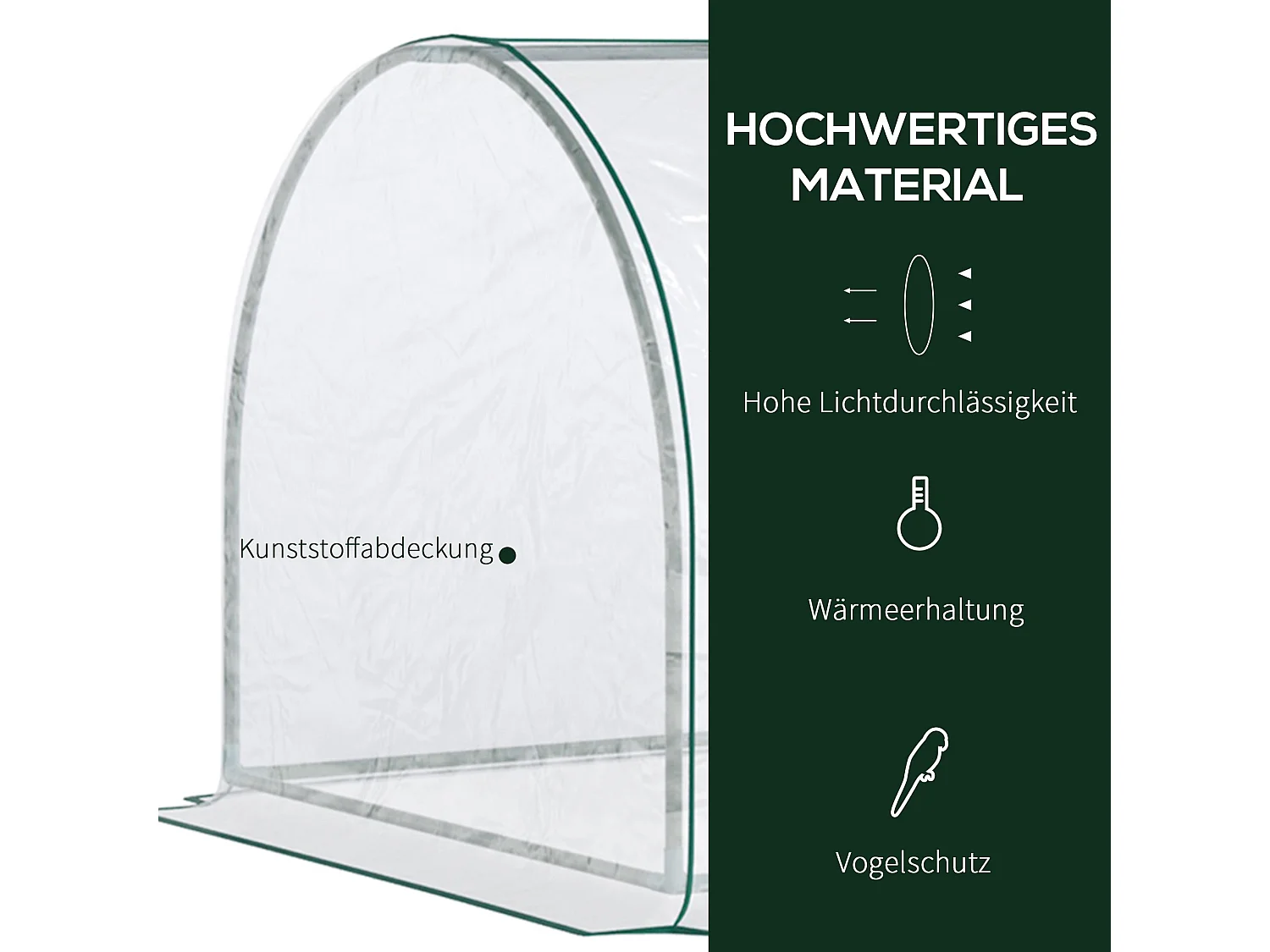 Tuinkas met deur, stalen frame, transparant PVC, lichtgewicht (250x100x80cm)