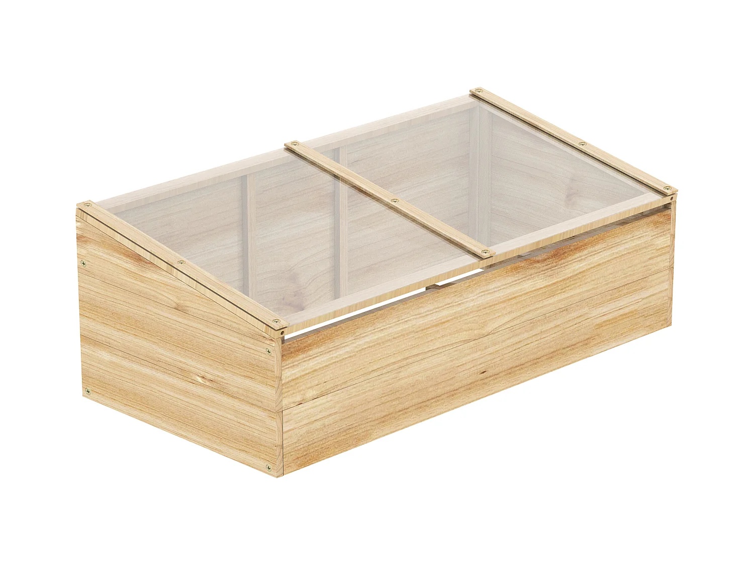 Serre de Jardin en Bois avec Couverture en Polycarbonate, Système de Plantation, Naturel (100x50x35 cm)