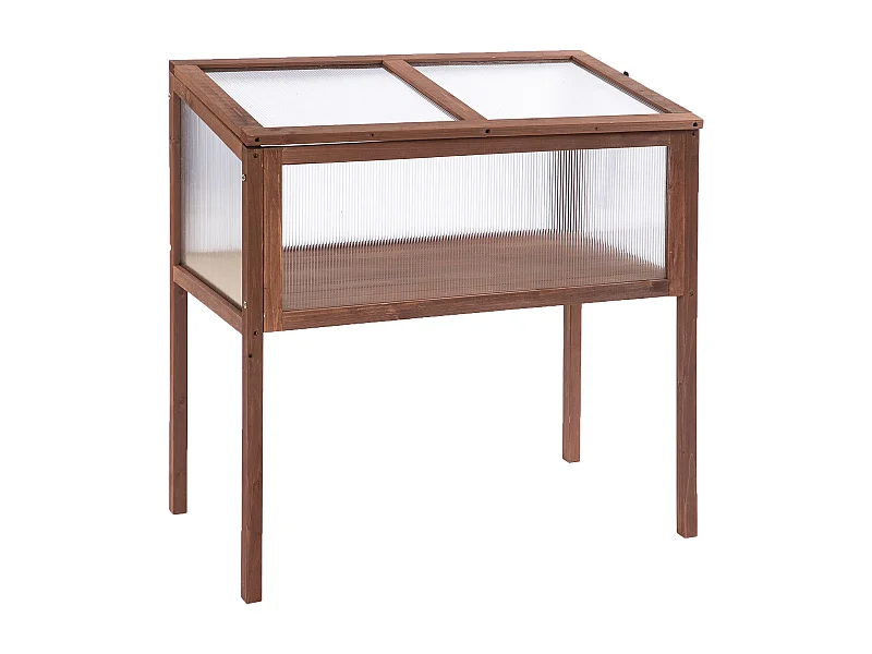 Serre de jardin avec couverture transparente, en bois et PC, pour légumes et plantes, brun (90x50x93 cm)