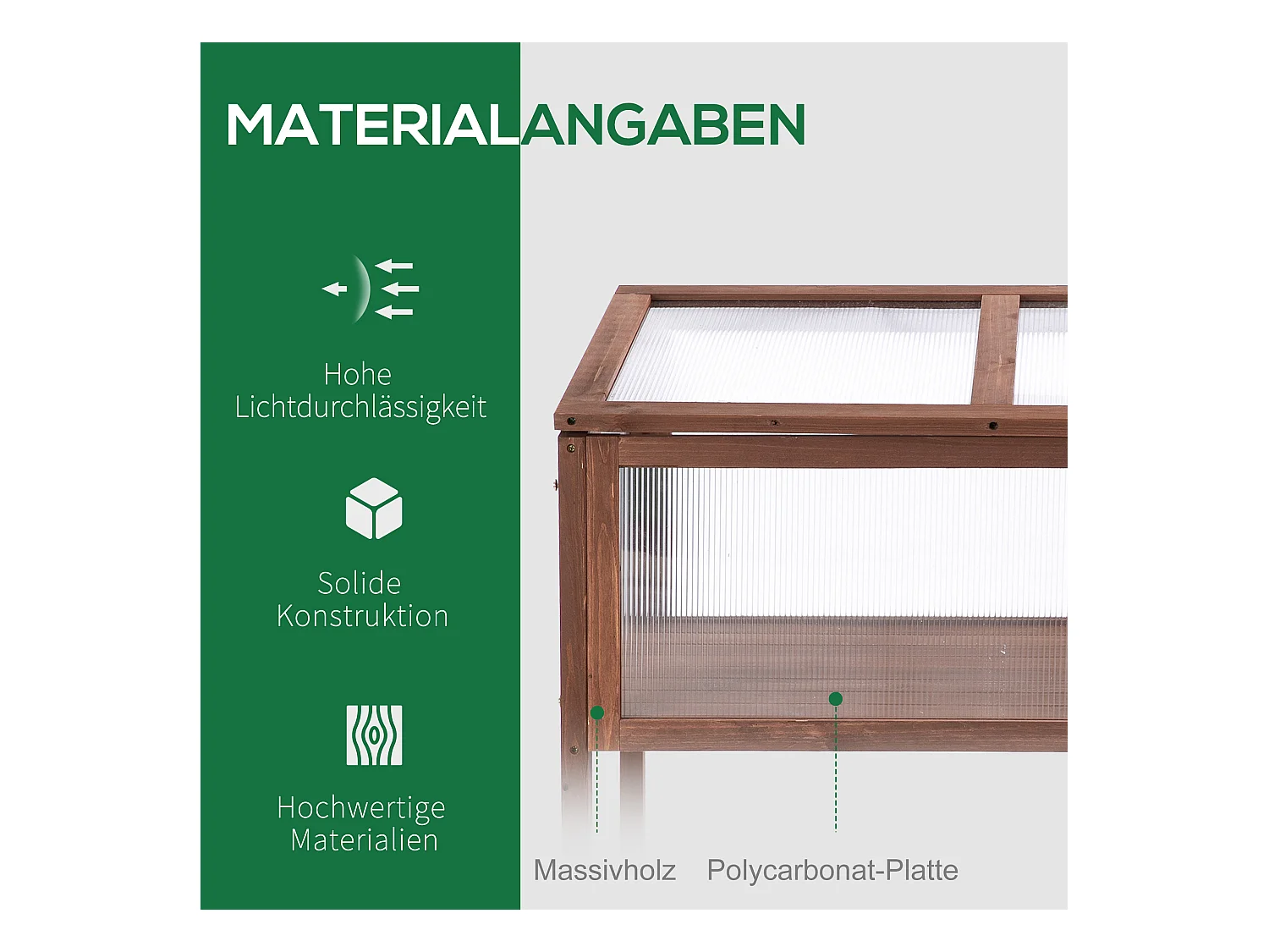 Serre de jardin avec couverture transparente, en bois et PC, pour légumes et plantes, brun (90x50x93 cm)