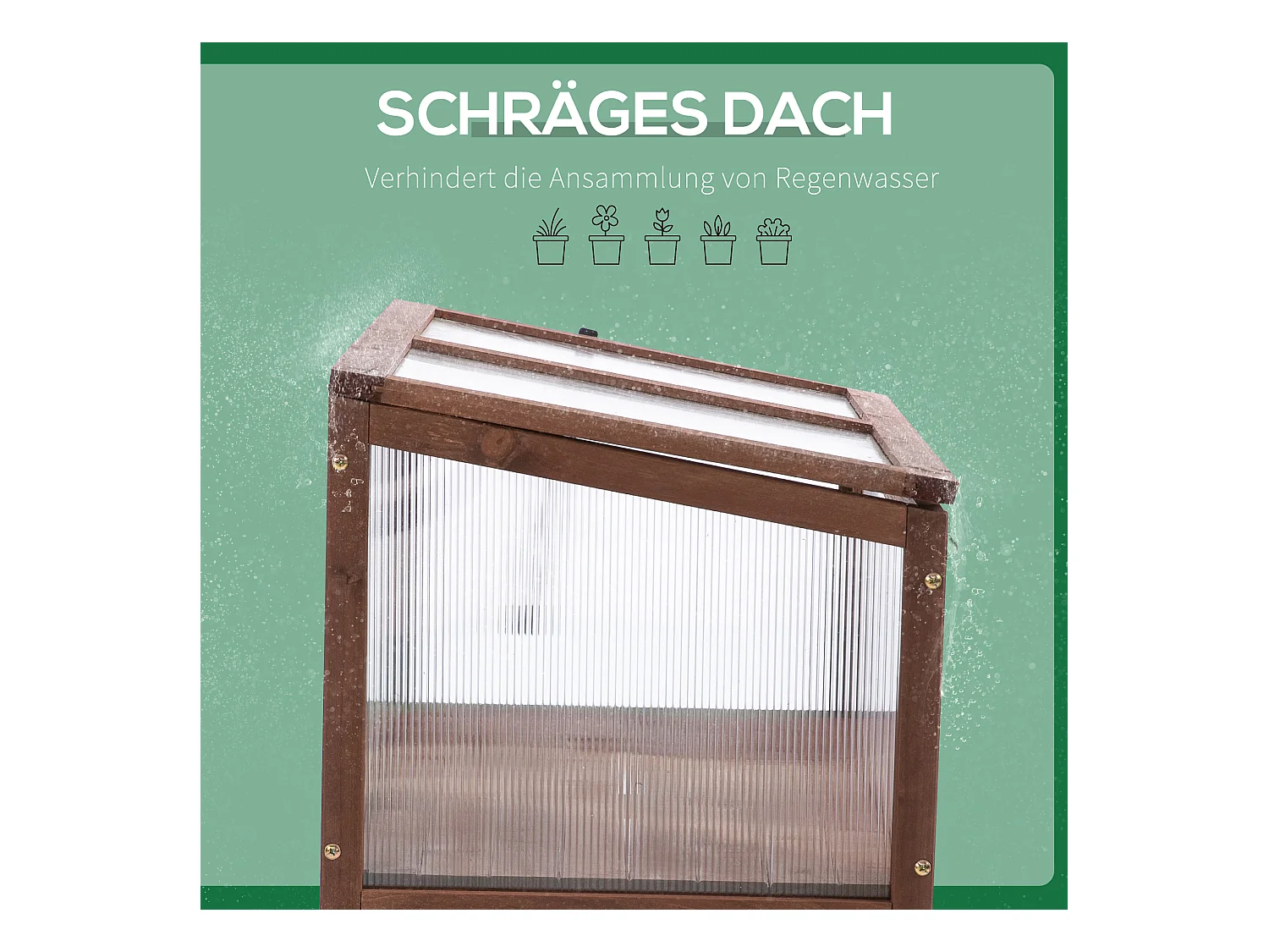 Serre de jardin avec couverture transparente, en bois et PC, pour légumes et plantes, brun (90x50x93 cm)