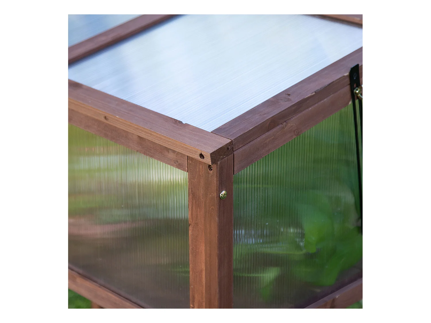Serre de jardin avec couverture transparente, en bois et PC, pour légumes et plantes, brun (90x50x93 cm)