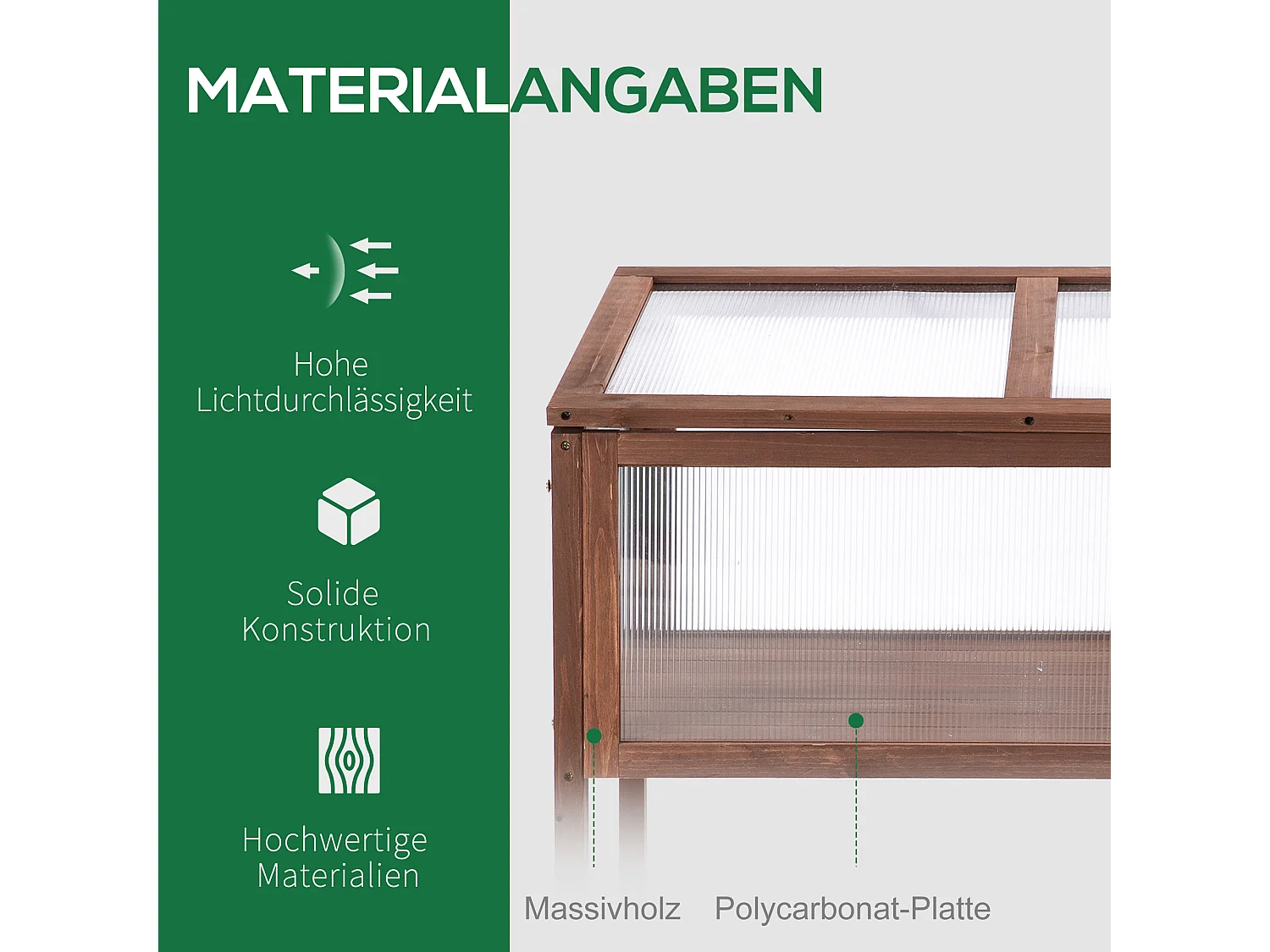 Serre de jardin avec couverture transparente, en bois et PC, pour légumes et plantes, brun (90x50x93 cm)