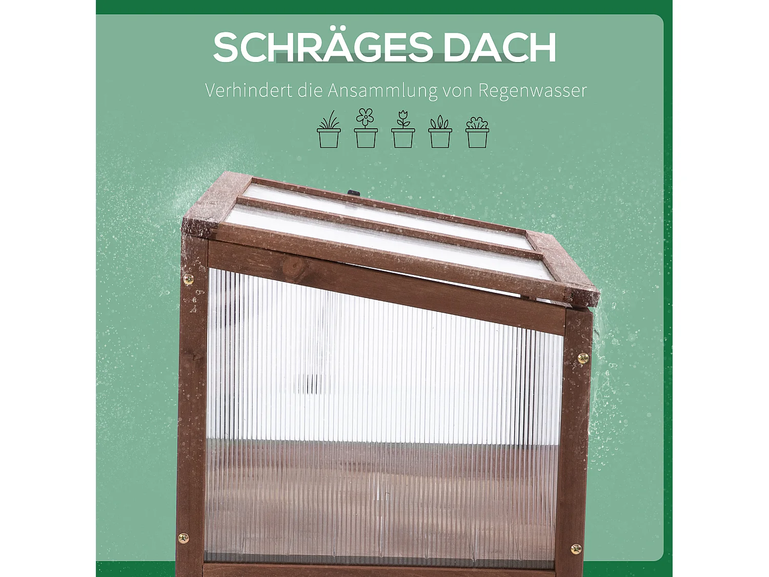 Serre de jardin avec couverture transparente, en bois et PC, pour légumes et plantes, brun (90x50x93 cm)