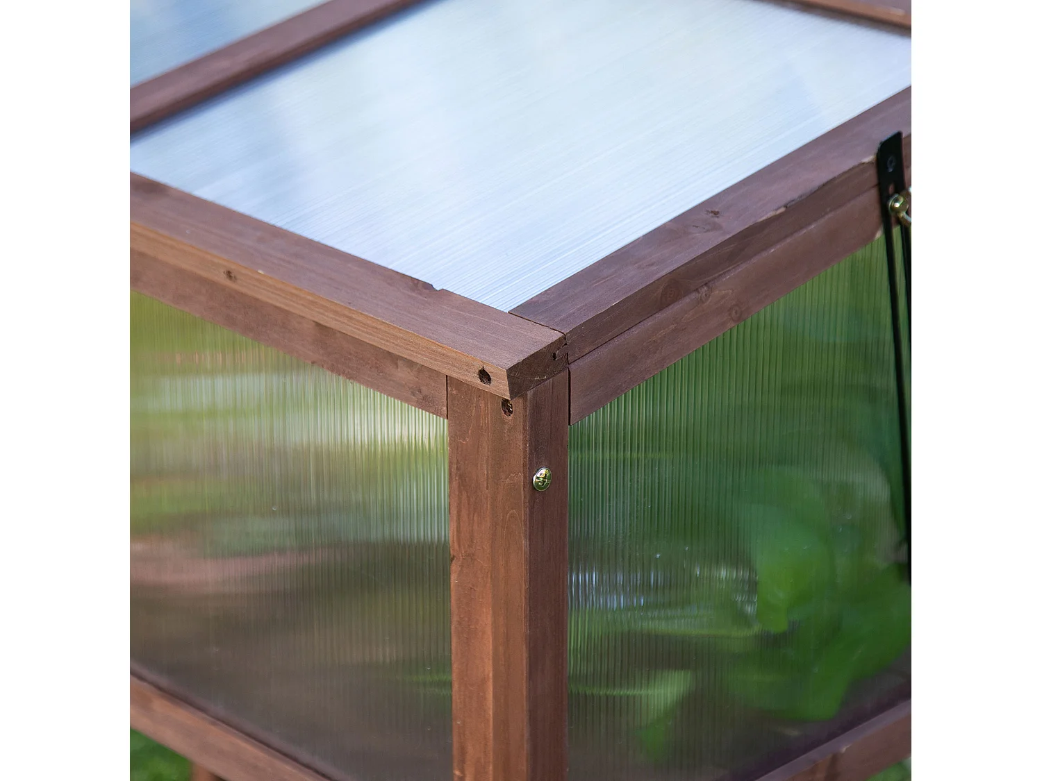Serre de jardin avec couverture transparente, en bois et PC, pour légumes et plantes, brun (90x50x93 cm)