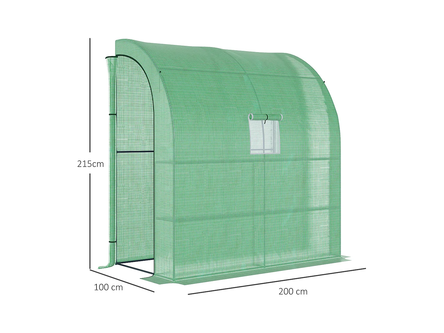 Serre en plastique, avec 2 portes, UV, acier & PE, vert (200x100x215 cm)