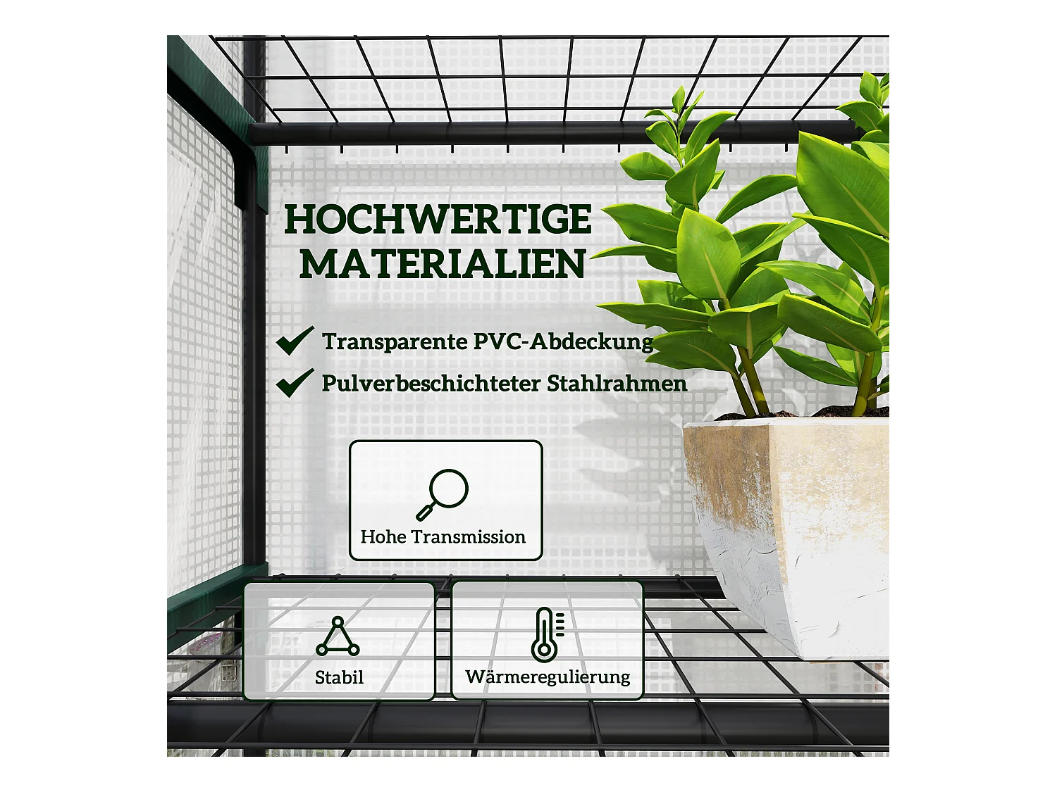 Serre avec porte roulante, étagères, métal, blanc (69x49x193 cm)