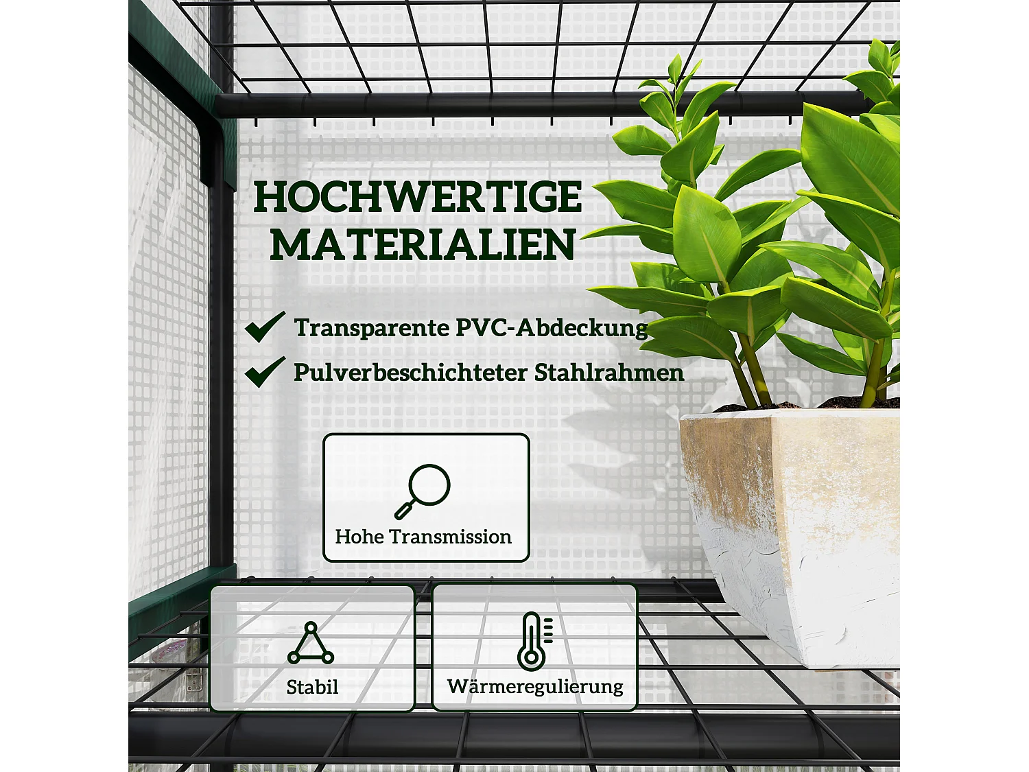 Serre avec porte roulante, étagères, métal, blanc (69x49x193 cm)