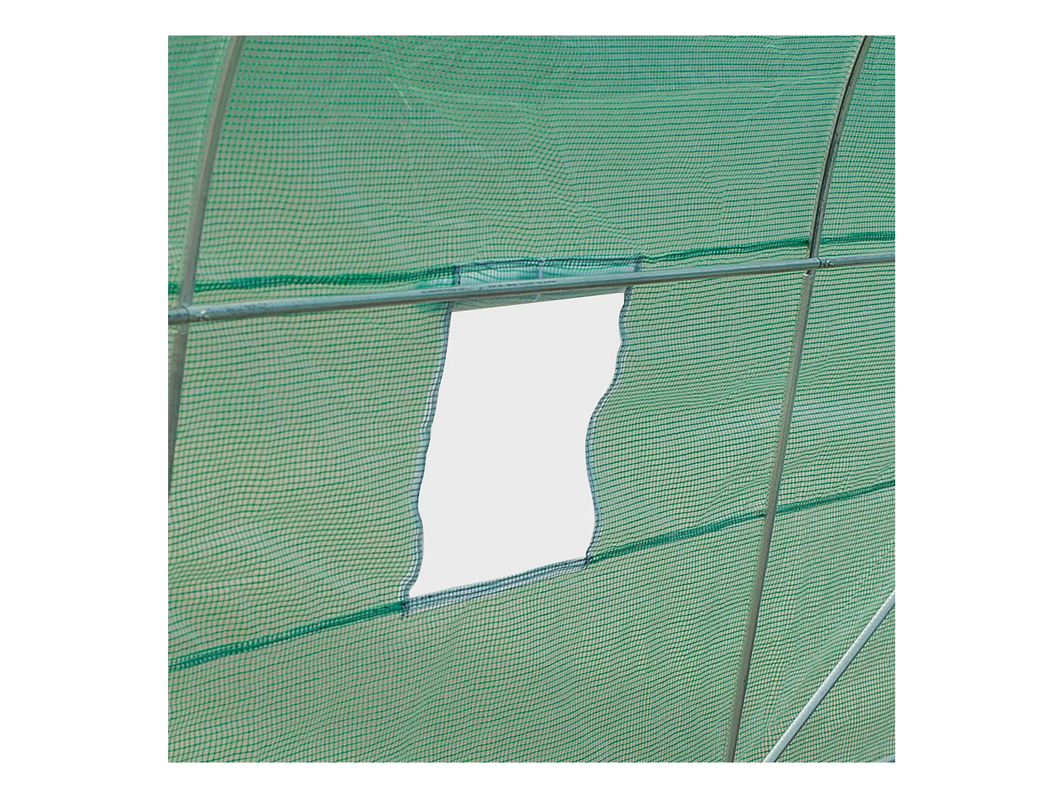 Serre tunnel pour tomates avec fenêtres, structure en acier, polyester, vert (445x190x200 cm)
