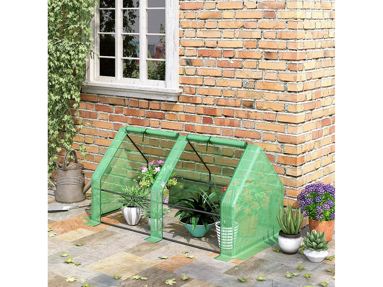 Tuinkas voor tomaten en planten, stalen constructie, polyester, groen (180x90x90 cm)