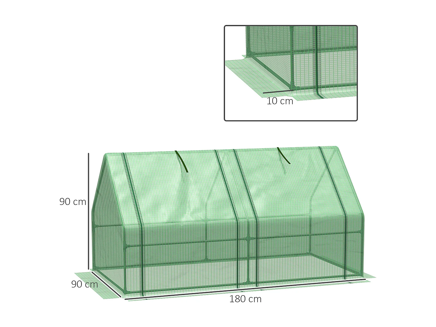 Tuinkas voor tomaten en planten, stalen constructie, polyester, groen (180x90x90 cm)
