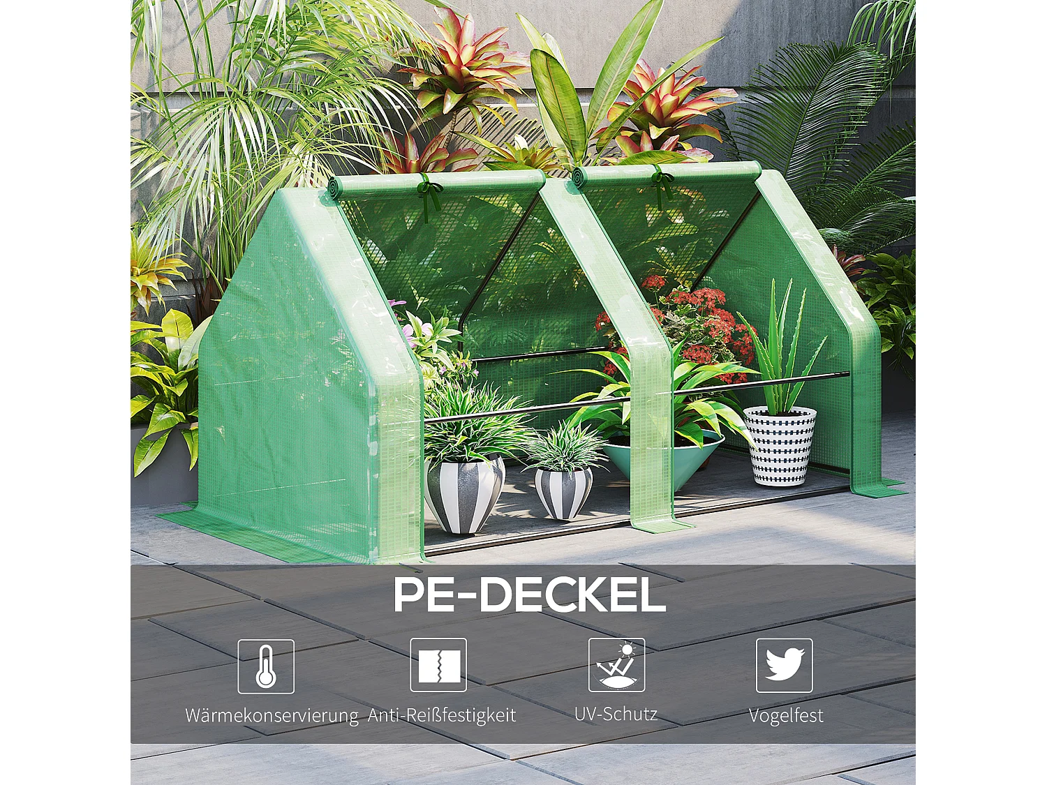 Tuinkas voor tomaten en planten, stalen constructie, polyester, groen (180x90x90 cm)