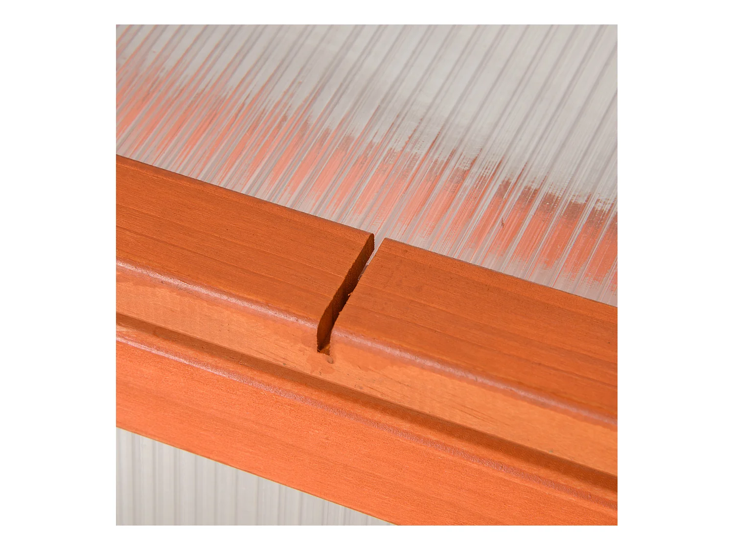 Serre de jardin avec couverture, bois massif et polycarbonate, orange, résistante aux intempéries (90x46x40cm)