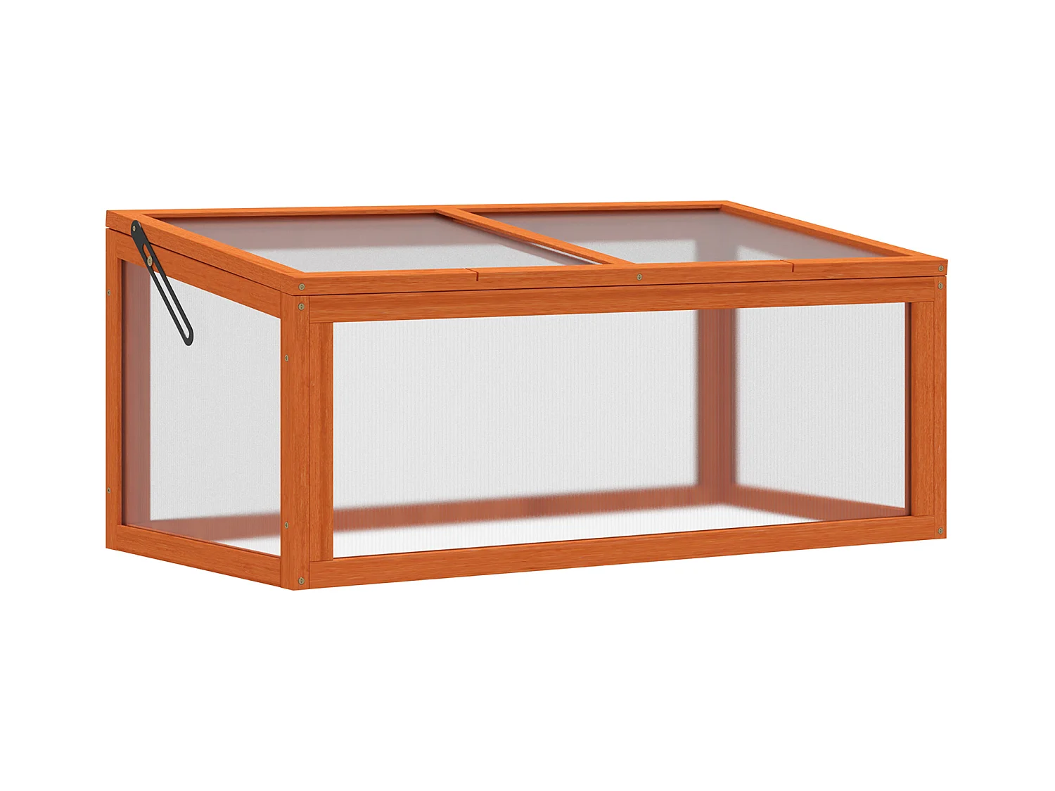 Serra da giardino con copertura, in legno massello e policarbonato, arancione, resistente alle intemperie (90x46x40cm)