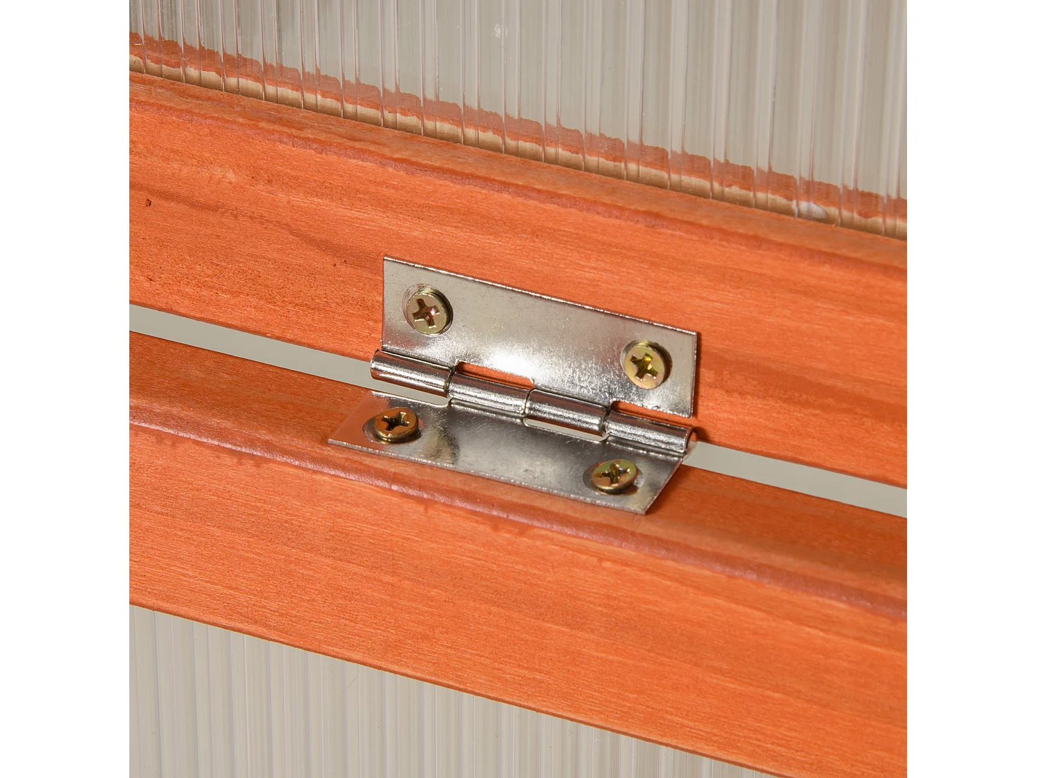 Serre de jardin avec couverture, bois massif et polycarbonate, orange, résistante aux intempéries (90x46x40cm)