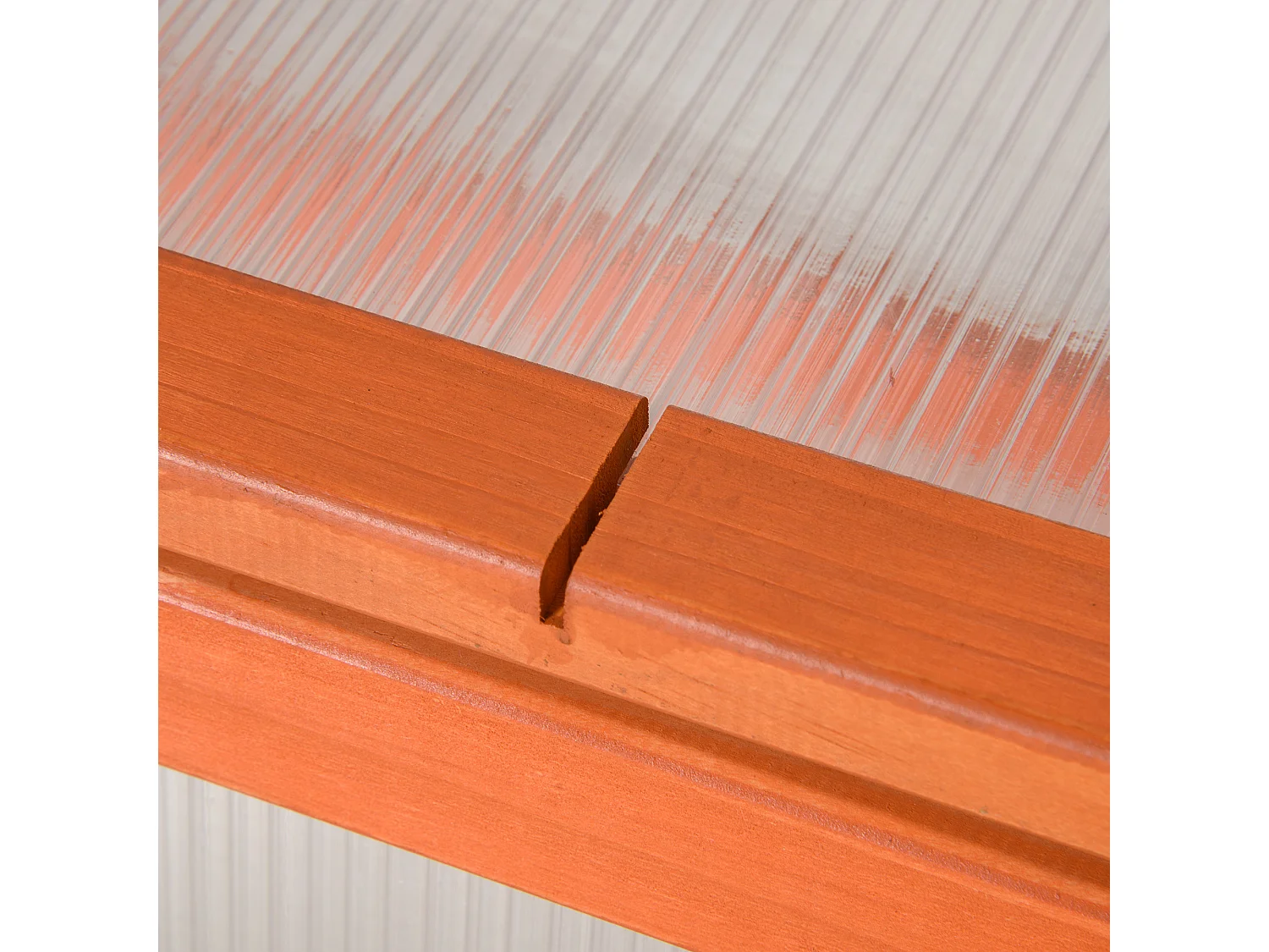 Serre de jardin avec couverture, bois massif et polycarbonate, orange, résistante aux intempéries (90x46x40cm)