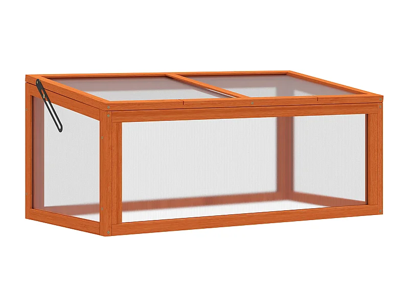 Serre de jardin avec couverture, bois massif et polycarbonate, orange, résistante aux intempéries (90x46x40cm)