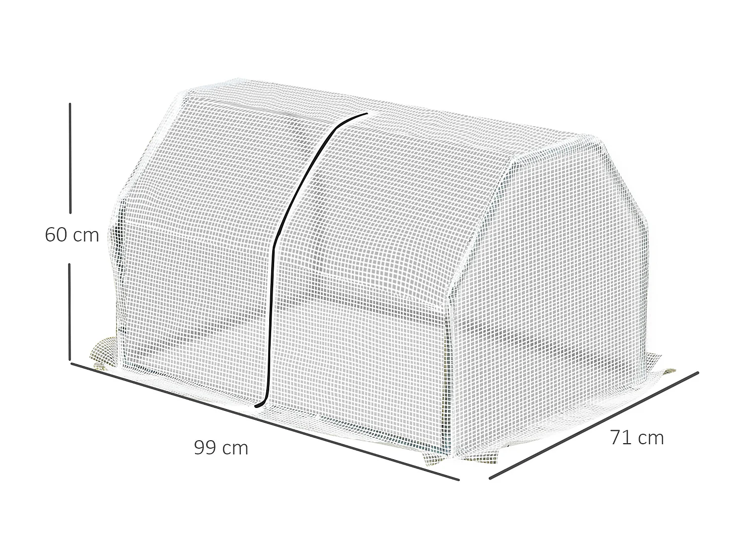 Mini kas voor planten, UV-kunststof afdekking, staal, wit (99x71x60 cm)