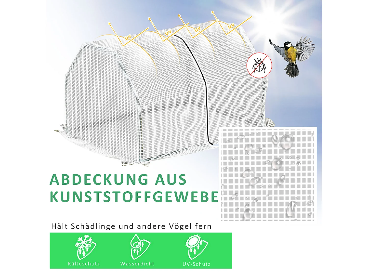 Mini kas voor planten, UV-kunststof afdekking, staal, wit (99x71x60 cm)