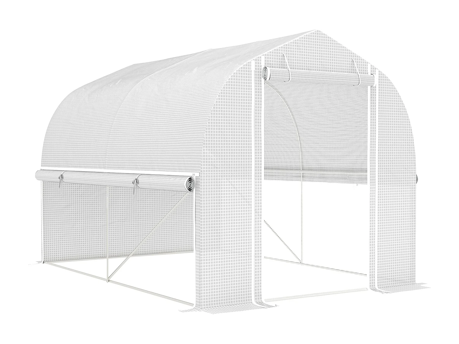 Serre Tunnel en PVC, 3 Fenêtres et Porte, Cadre en Acier Galvanisé, Blanc (3x2x2 m)