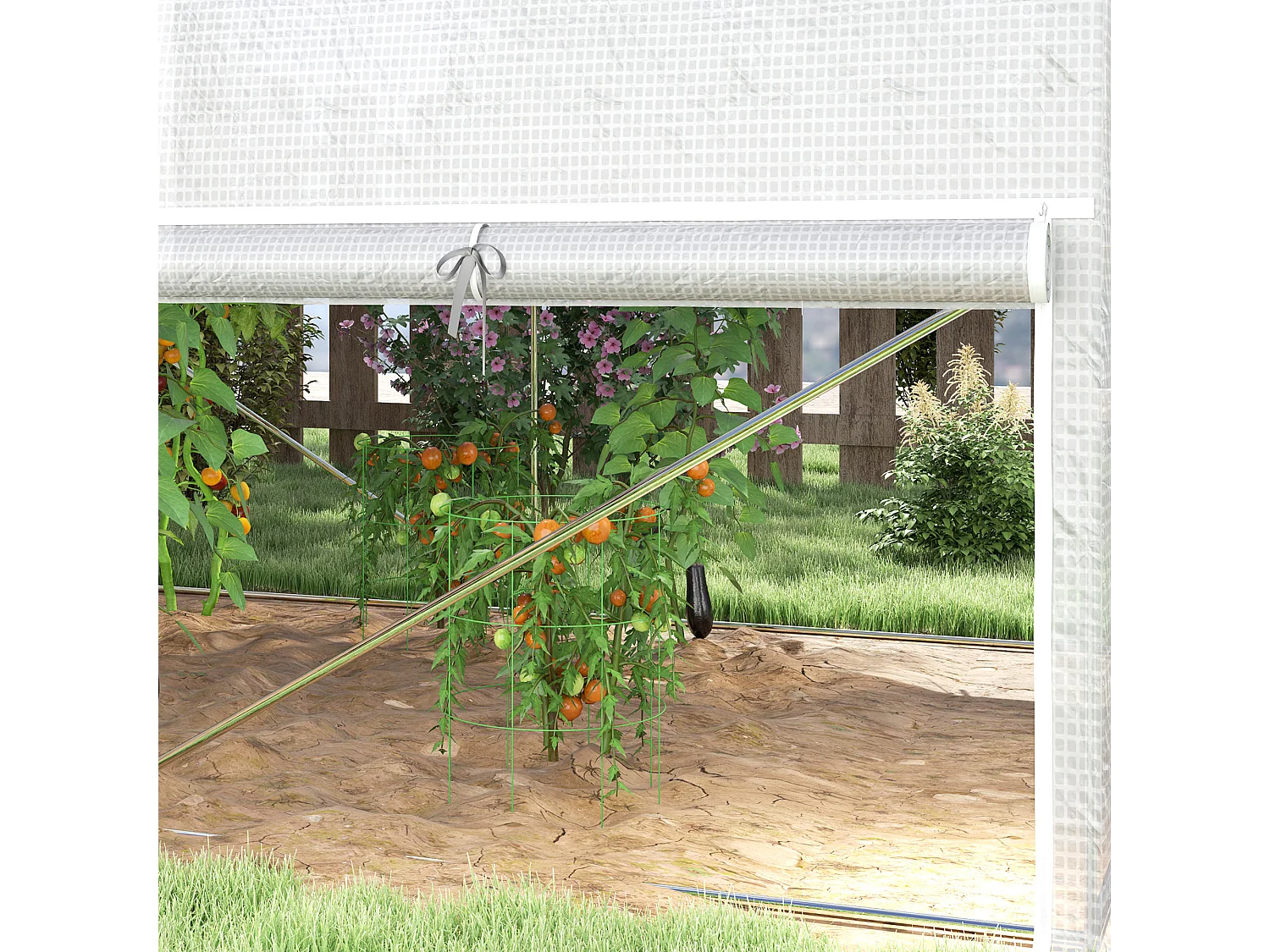 Serre Tunnel en PVC, 3 Fenêtres et Porte, Cadre en Acier Galvanisé, Blanc (3x2x2 m)