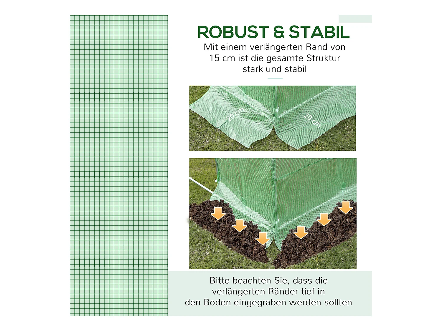 Bâche de remplacement pour serre tunnel, PE anti-UV, étanche, avec 6 fenêtres et porte enroulable, vert (300x300x200cm)