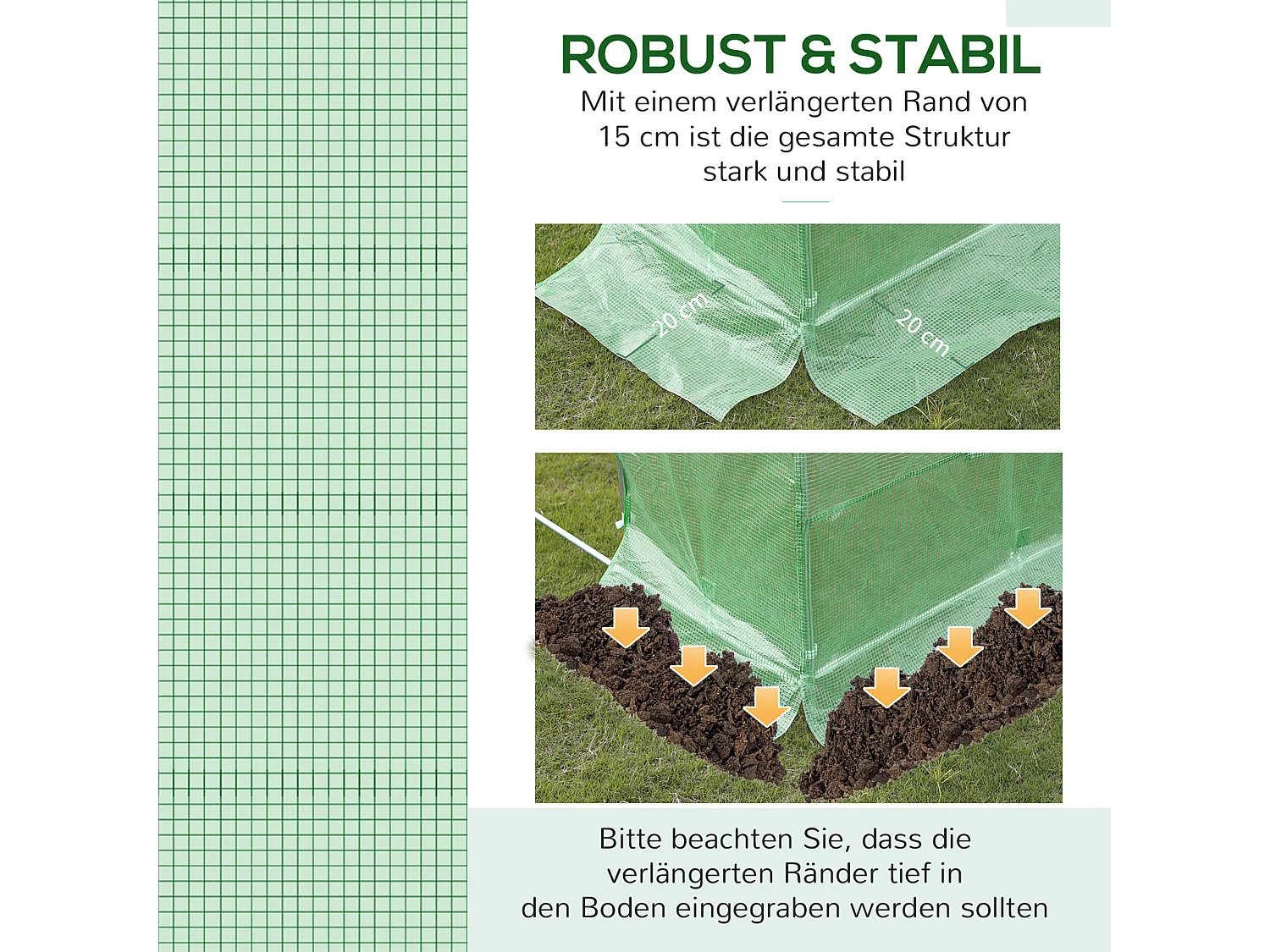Bâche de remplacement pour serre tunnel, PE anti-UV, étanche, avec 6 fenêtres et porte enroulable, vert (300x300x200cm)