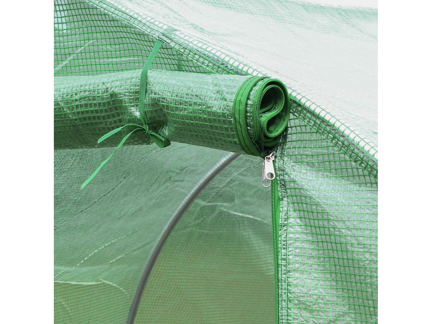 Bâche de remplacement pour serre tunnel, PE anti-UV, étanche, avec 6 fenêtres et porte enroulable, vert (300x300x200cm)