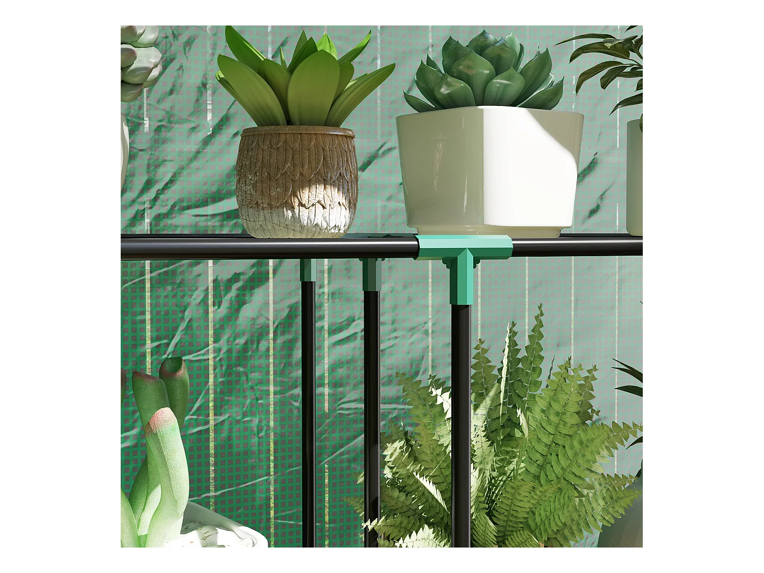 Tuinkas met planken, roldeur, staal, met UV-bescherming, voor groenten en planten, groen (100x40x150 cm)