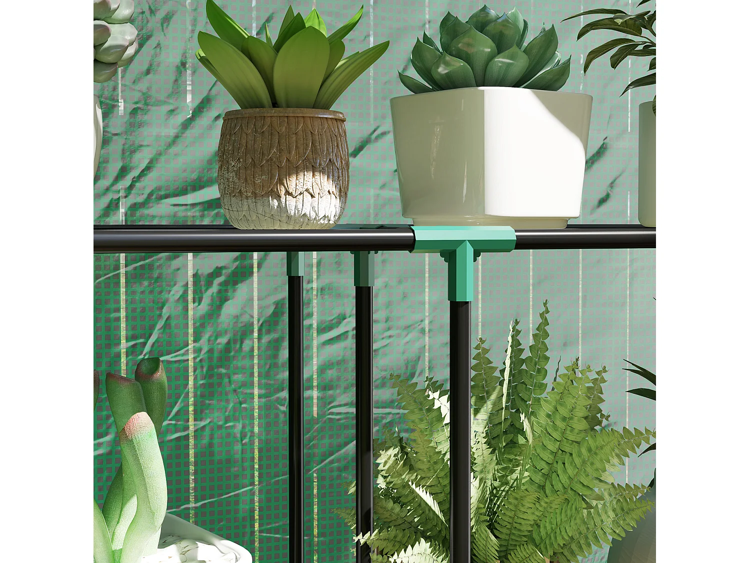 Serre de jardin avec étagères, porte roulante, en acier, avec protection UV, pour légumes et plantes, verte (100x40x150 cm)