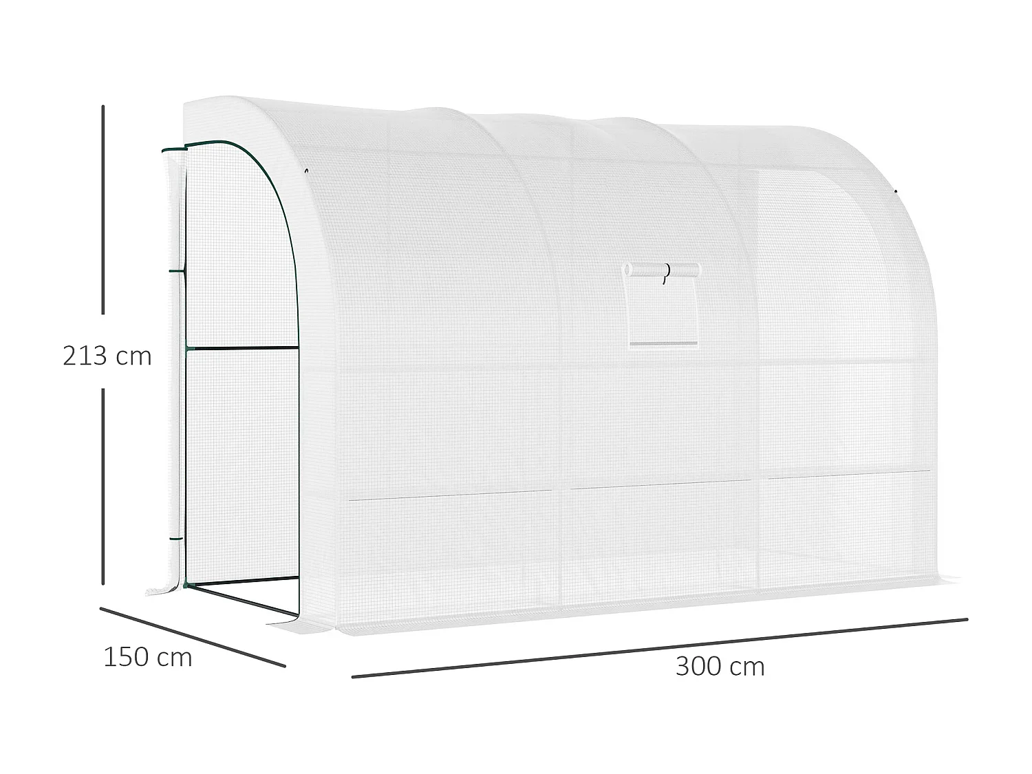Serra da giardino con ripiani, copertura in plastica resistente, struttura in acciaio, bianca (300x150x213 cm)