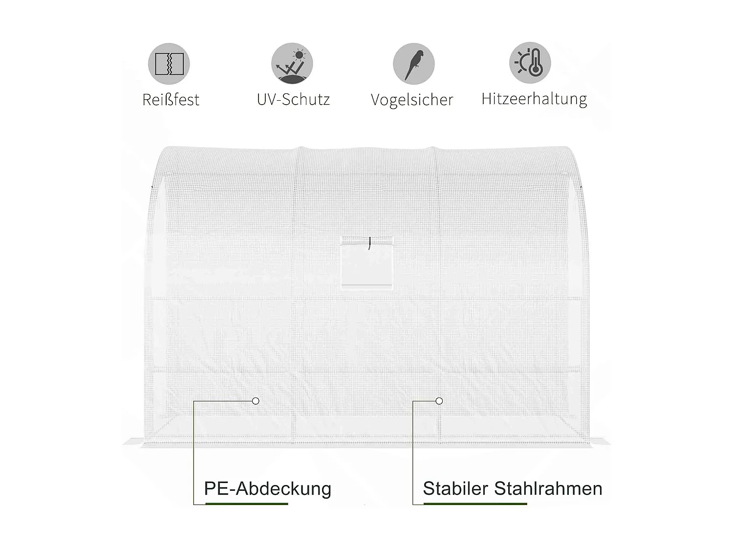 Serra da giardino con ripiani, copertura in plastica resistente, struttura in acciaio, bianca (300x150x213 cm)