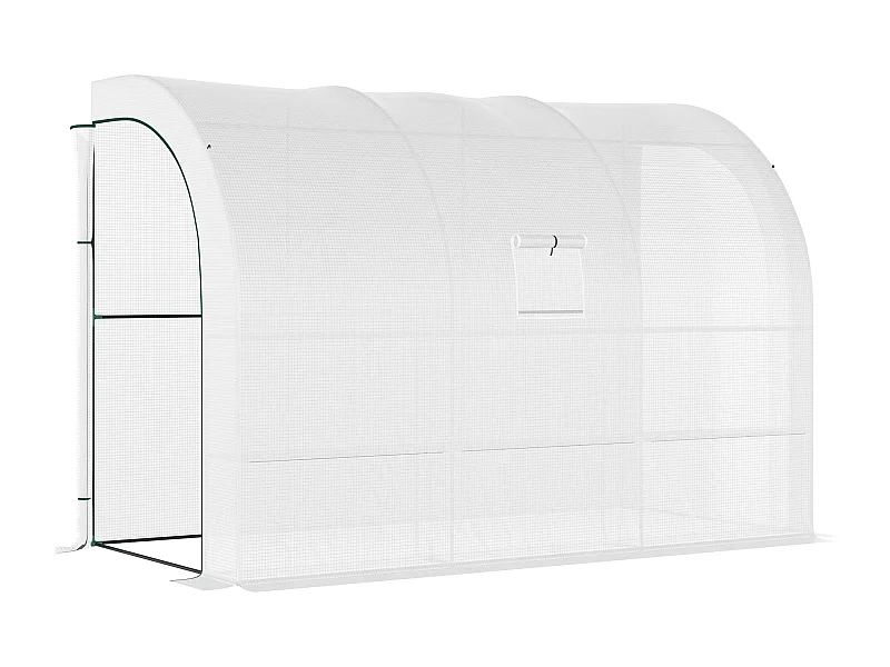 Serra da giardino con ripiani, copertura in plastica resistente, struttura in acciaio, bianca (300x150x213 cm)