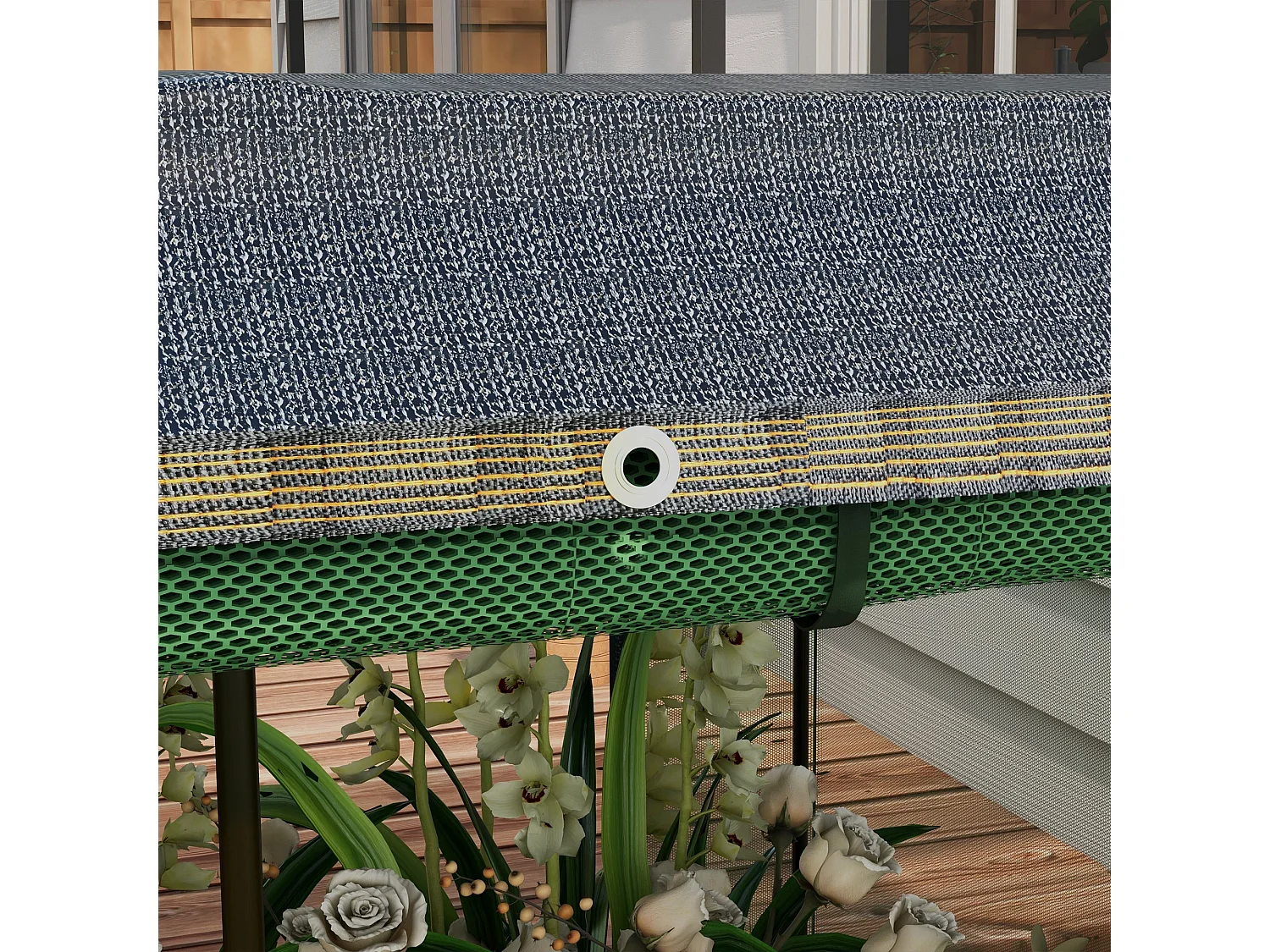 Bac de jardin surélevé en acier avec filet de protection contre les oiseaux, gris foncé (230x110x110 cm)