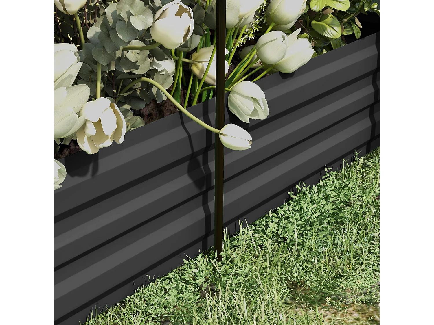 Bac de jardin surélevé en acier avec filet de protection contre les oiseaux, gris foncé (230x110x110 cm)