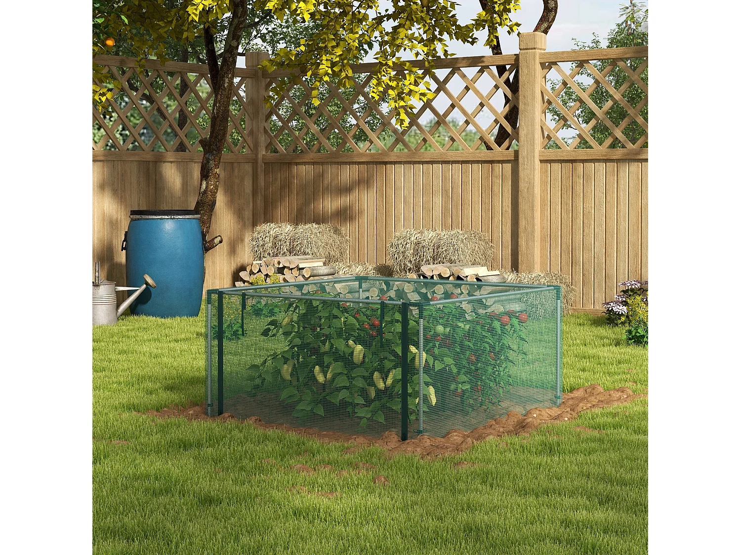 Insectennet met ritssluiting, staal, groen, (125x125x62,5 cm)